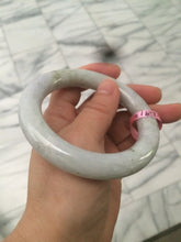 Load image into Gallery viewer, 56.6mm 100% natural light green/white chubby round cut jadeite jade bangle L65
