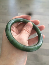 Load image into Gallery viewer, 58.9mm 100% Natural dark green nephrite Hetian Jade (和田碧玉) round cut bangle G39
