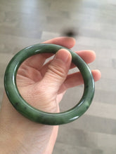 Load image into Gallery viewer, 58.9mm 100% Natural dark green nephrite Hetian Jade (和田碧玉) round cut bangle G39
