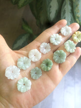 Load image into Gallery viewer, Type A 100Natural light green/purple/white jadeite Jade flower Pendant necklace WP-5
