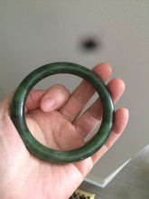 Load image into Gallery viewer, 58.9mm 100% Natural dark green nephrite Hetian Jade (和田碧玉) round cut bangle G39
