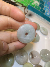Load image into Gallery viewer, 24-25mm Type A 100% Natural light green/white/purple/red Jadeite Jade Safety Guardian Button donut Pendant group AK39 (Add-on items)
