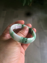 Load image into Gallery viewer, 46-48mm certified Type A 100% Natural sunny green/white kids Jadeite Jade bangle Group W69-0096
