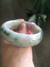 Load image into Gallery viewer, 56.3mm 100% natural Type A green/brown/purple chubby tire style jadeite jade bangle B62
