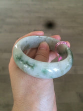 Load image into Gallery viewer, 56.3mm 100% natural Type A green/brown/purple chubby tire style jadeite jade bangle B62
