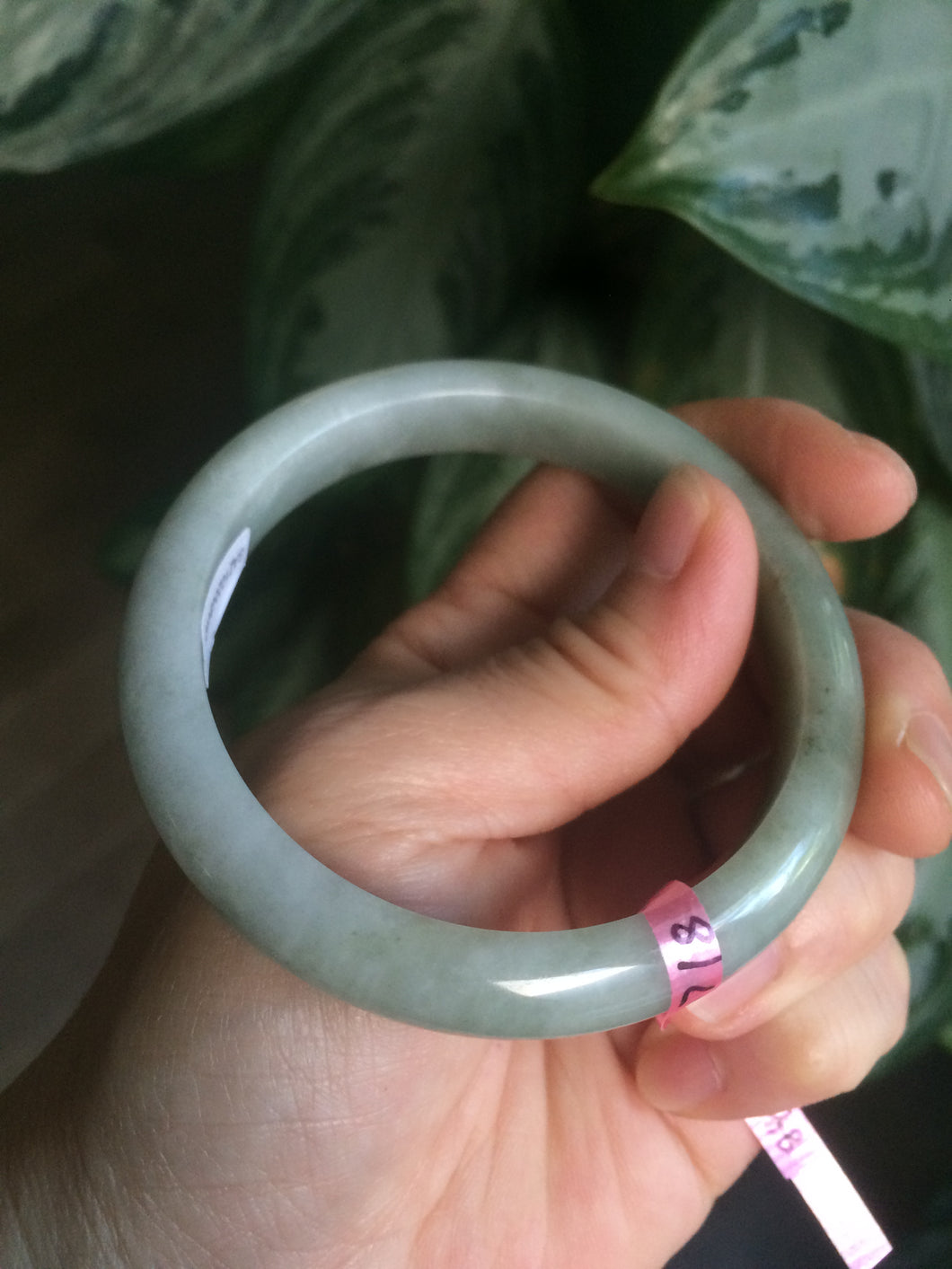 56.6mm certified 100% natural Type A green/brown jadeite jade bangle L67-8440