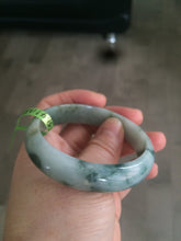 Load image into Gallery viewer, 53mm Certified type A 100% Natural light green/brown/gary floating flower oval jadeite jade bangle Q74-5309

