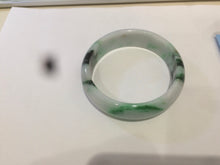 Load image into Gallery viewer, 46-48mm certified Type A 100% Natural sunny green/white kids Jadeite Jade bangle Group W69-0096
