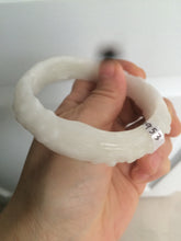 Load image into Gallery viewer, 59mm Certified 100% Natural white with 3D carved plum blossom nephrite Hetian Jade bangle HF4-1953 卖了
