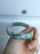 Load image into Gallery viewer, 53mm Certified type A 100% Natural light green/brown/gary floating flower oval jadeite jade bangle Q74-5309
