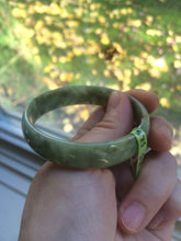 Load image into Gallery viewer, 52.5mm  certified Type A 100% Natural green/yellow thin Jadeite Jade bangle F79-3803
