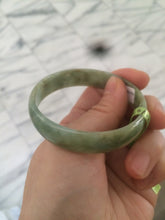 Load image into Gallery viewer, 52.5mm  certified Type A 100% Natural green/yellow thin Jadeite Jade bangle F79-3803
