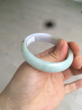 Load image into Gallery viewer, 47.5mm Certified Type A 100% Natural light green/purple/brown (Fu Lu Shou) oval Jadeite Jade bangle AT57-4197
