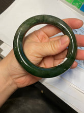 Load image into Gallery viewer, Reserved! Please don&#39;t order. Thanks. 57.3mm certified 100% Natural dark green/gray/black chubby round cut nephrite Hetian Jade bangle HT51-0119
