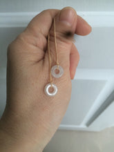 Load image into Gallery viewer, 100% Natural icy watery white/green/brown ring dangling jadeite Jade earring C10
