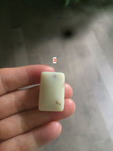 Load image into Gallery viewer, 100% natural light yellow/brown soap shape square nephrite Hetian jade safe and sound pendant HT37
