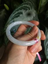 Load image into Gallery viewer, 53.7mm certificated Type A 100% Natural white round cut Jadeite Jade bangle Z49-3437
