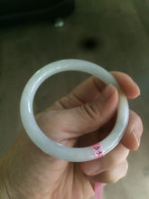 Load image into Gallery viewer, 53.7mm certificated Type A 100% Natural white round cut Jadeite Jade bangle Z49-3437
