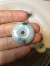 Load image into Gallery viewer, 24-25mm Type A 100% Natural dark green/white Jadeite Jade Safety Guardian Button donut Pendant group AK40-2 (Add-on items)

