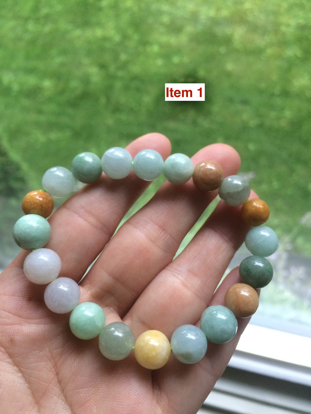 Sale! 100% natural 8.8-10mm icy watery type A jadeite jade beads bracelet B59