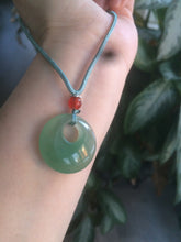 Load image into Gallery viewer, 24.6mm Certified 100% natural green aventurine jade (东陵玉) necklace m41 (add-on item.)
