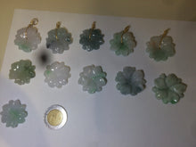 Load image into Gallery viewer, Type A 100Natural 3D light green/white jadeite Jade flower Pendant necklace AB38
