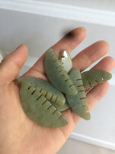 Load image into Gallery viewer, 100% Natural icy watery light green/gray Jadeite gua sha (刮痧) Jadeite jade Comb E77 (Add on item! not sale individually)
