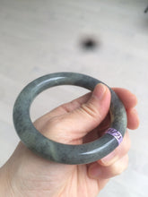 Load image into Gallery viewer, Sale! Certified 56 mm 100% Natural black/white sesame paste (籽料青花) round cut nephrite Hetian Jade bangle E40-5498
