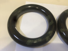 Load image into Gallery viewer, 57.7-57.9mm Certified 100% Natural dark green with green/golden fern frost chubby round cut nephrite Hetian Jade bangle group HT1
