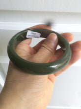 Load image into Gallery viewer, 59.2mm certified 100% Natural oily dark green/black Hetian nephrite Jade bangle HE15-3597
