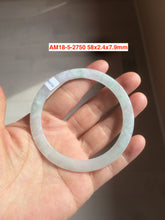 Load image into Gallery viewer, 55-mm certified 100% natural Type A icy watery green slim flat style jadeite jade bangle AM18
