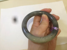 Load image into Gallery viewer, Sale! Certified 56 mm 100% Natural black/white sesame paste (籽料青花) round cut nephrite Hetian Jade bangle E40-5498
