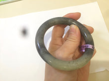 Load image into Gallery viewer, Sale! Certified 56 mm 100% Natural black/white sesame paste (籽料青花) round cut nephrite Hetian Jade bangle E40-5498
