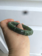 Load image into Gallery viewer, 57.8mm 100% Natural dark green carved bamboo nephrite Hetian Jade (和田碧玉) bangle HE16
