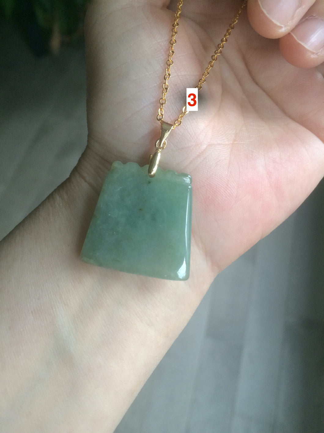 100% Natural watery light green Jadeite Jade safe and sound pendant Y104