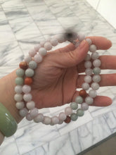 Load image into Gallery viewer, 9.2-9.5mm 100% Natural type A light green/purple/red/white jadeite jade beads necklace S3
