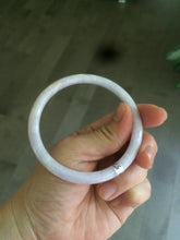 Load image into Gallery viewer, 56.5mm 100% natural certified light purple/white round cut jadeite jade bangle M58-0127
