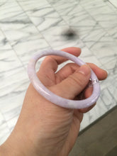 Load image into Gallery viewer, 56.5mm 100% natural certified light purple/white round cut jadeite jade bangle M58-0127
