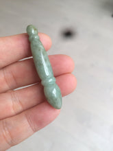 Load image into Gallery viewer, 100% Natural light green Jadeite Jade writing brush (毛笔)pendant 金榜题名 Add on item Y103 (Add on item, not sale individually.)
