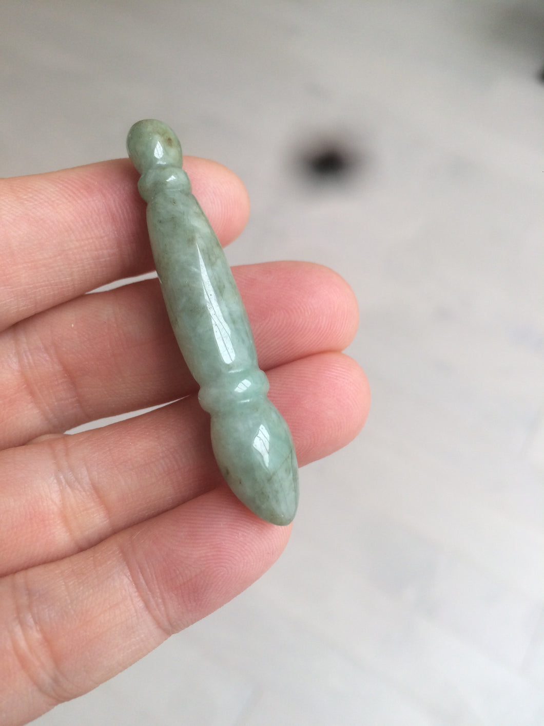 100% Natural light green Jadeite Jade writing brush (毛笔)pendant 金榜题名 Add on item Y103 (Add on item, not sale individually.)