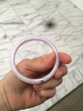 Load image into Gallery viewer, 56.5mm 100% natural certified light purple/white round cut jadeite jade bangle M58-0127
