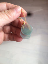 Load image into Gallery viewer, 100% Natural icy watery blue/green/gray plate (蝉翼) dangling Guatemala jadeite Jade earring S46
