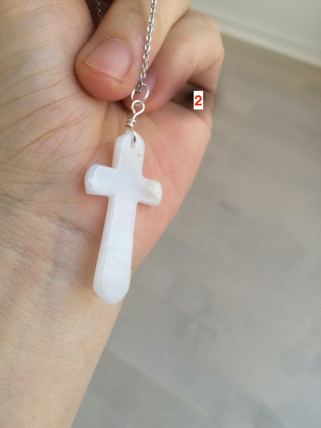 100% Natural type A yellow/white jadeite Jade cross pendant necklace AQ24