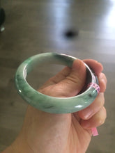Load image into Gallery viewer, 58mm certified type A 100% Natural sunny green/dark green jadeite jade bangle U57-0102
