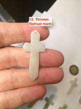 Load image into Gallery viewer, 100% Natural type A yellow/white jadeite Jade cross pendant necklace AQ24
