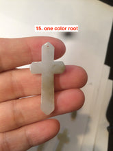 Load image into Gallery viewer, 100% Natural type A yellow/white jadeite Jade cross pendant necklace AQ24
