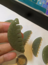 Load image into Gallery viewer, 100% Natural icy watery light green/gray Jadeite gua sha (刮痧) Jadeite jade Comb E77 (Add on item! not sale individually)

