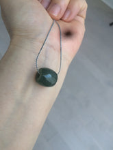 Load image into Gallery viewer, 卖完了 12.1mm Type A 100% Natural dark green/black Jadeite Jade LuluTong (Every road is smooth) pendant AF39
