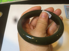 Load image into Gallery viewer, 59.2mm certified 100% Natural oily dark green/black Hetian nephrite Jade bangle HE15-3597
