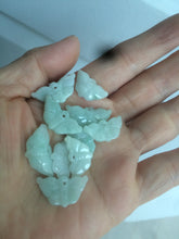 Load image into Gallery viewer, 10 pieces of 100% Natural light green/white 3D Jadeite Jade small butterfly beads AF37
